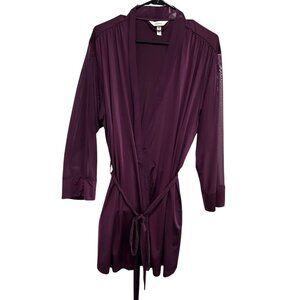 Soma Purple Sheer Sleeve Robe Tie Closure Sz Large